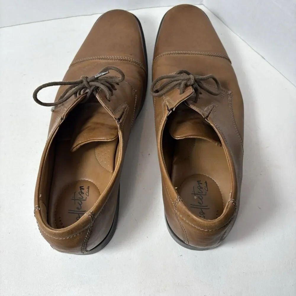 Clarks Collection Shoes Mens Size 11.5 Brown Oxfords Dress‎ Whiddon Cap 15770 F2